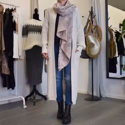 Lång Stickad Kofta Over Sized BEIGE