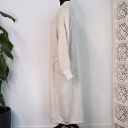 Lång Stickad Kofta Over Sized BEIGE