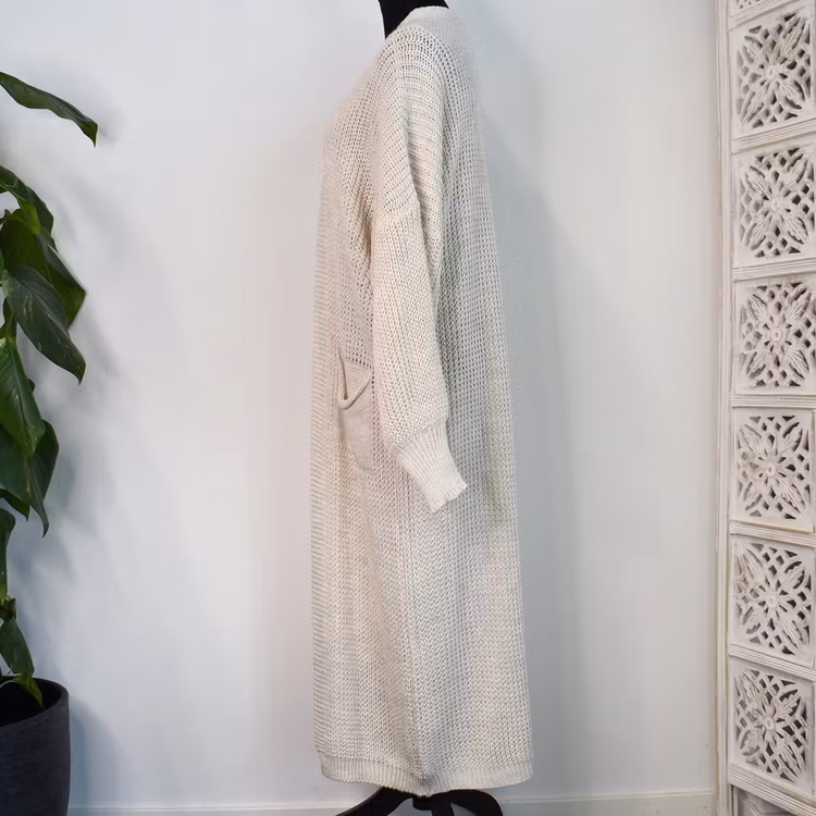 Lång Stickad Kofta Over Sized BEIGE