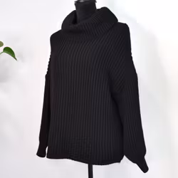 Stickad Polo-tröja SVART