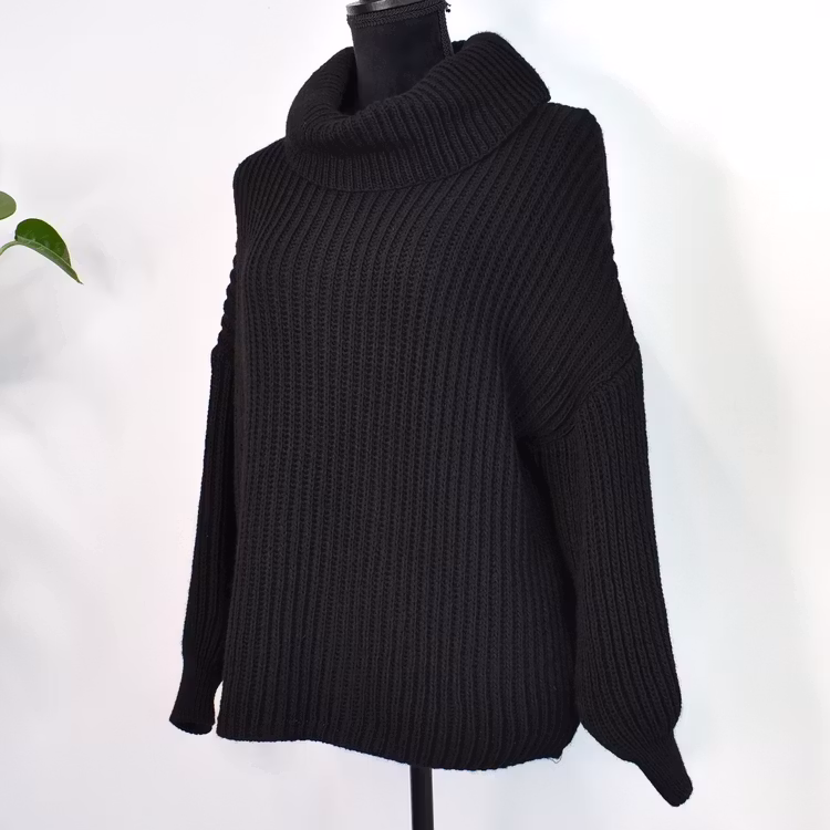 Stickad Polo-tröja SVART