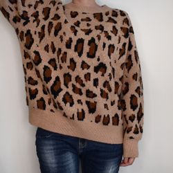 Stickad Tröja Recycled LEOPARD