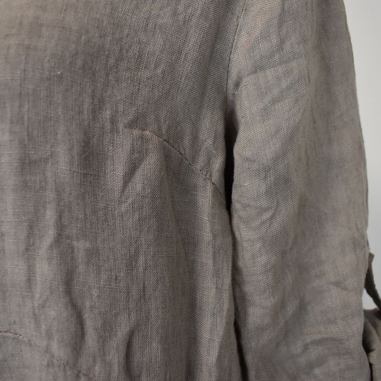 Lång skjortklänning i linne TAUPE