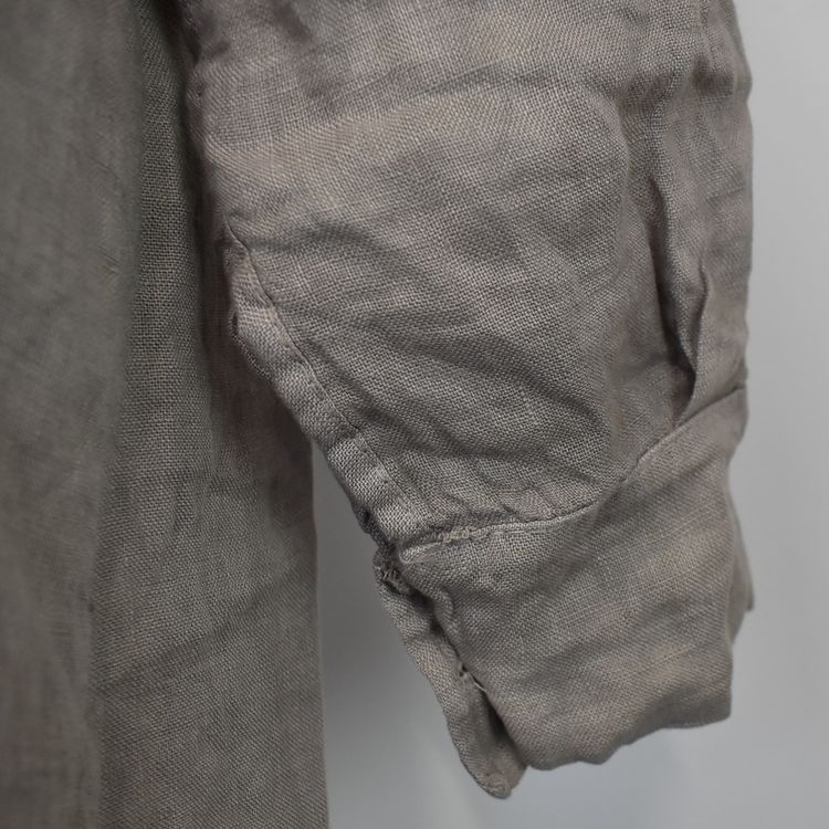 Lång skjortklänning i linne TAUPE