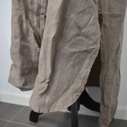Lång skjortklänning i linne TAUPE