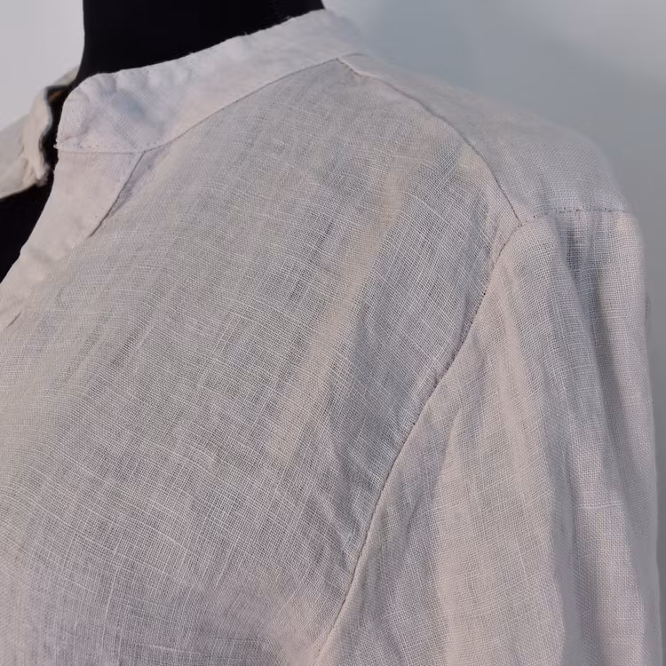 Lång linneklänning med fickor NUDE