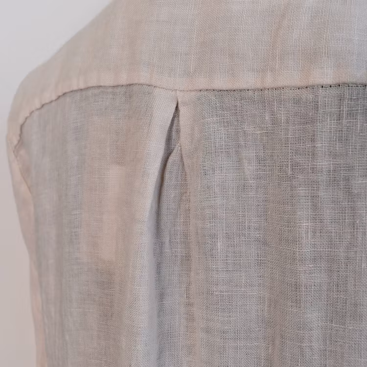 Lång linneklänning med fickor NUDE