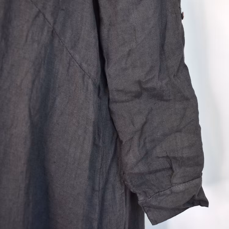 Lång skjortklänning i linne ANTRACIT - slut