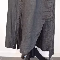 Lång skjortklänning i linne ANTRACIT - slut