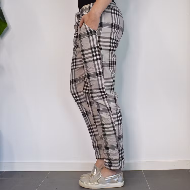 Stretchig Byxa Storrutig BEIGE - Stajl Agenturer