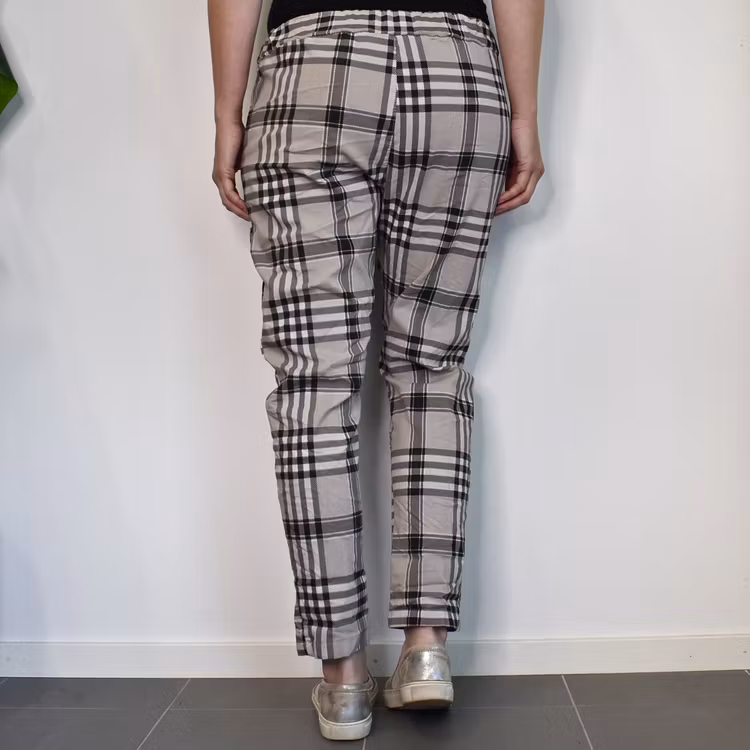 Stretchig Byxa Storrutig BEIGE - Stajl Agenturer