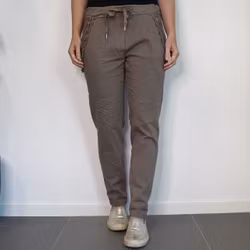 Stretchig Byxa med Spets TAUPE