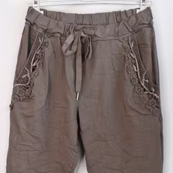 Stretchig Byxa med Spets TAUPE