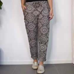 Mönstrad Byxa Med Spets TAUPE