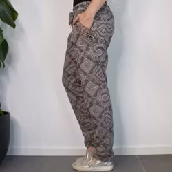 Mönstrad Byxa Med Spets TAUPE