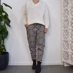 Mönstrad Byxa Med Spets TAUPE