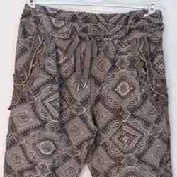 Mönstrad Byxa Med Spets TAUPE
