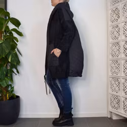 Koft-Jacka Med Huva Over Size SVART