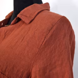 Lång skjortklänning i linne TERRACOTTA