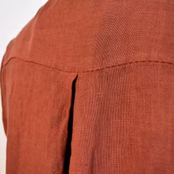 Lång skjortklänning i linne TERRACOTTA