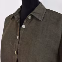 Kort skjortklänning i linne MÖRK KAKI