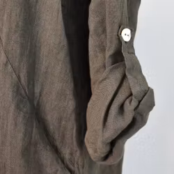 Kort skjortklänning i linne MÖRK KAKI