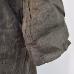 Kort skjortklänning i linne MÖRK KAKI