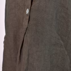 Kort skjortklänning i linne MÖRK KAKI