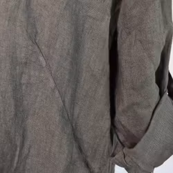 Kort skjortklänning i linne MÖRK KAKI