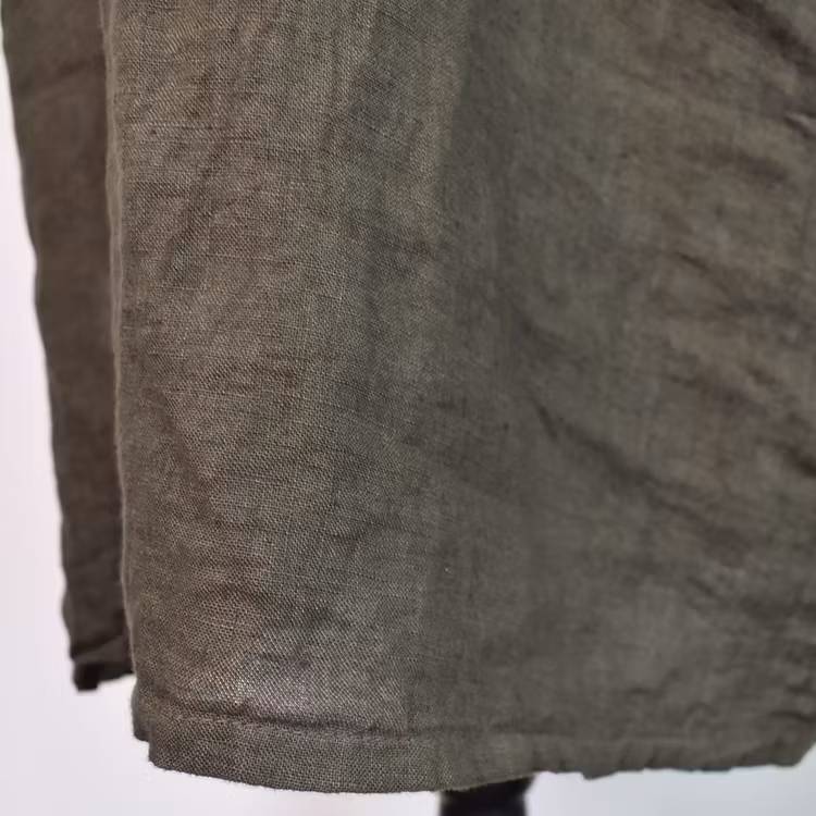 Kort skjortklänning i linne MÖRK KAKI