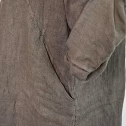 Kort skjortklänning i linne MÖRK KAKI