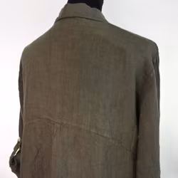 Kort skjortklänning i linne MÖRK KAKI