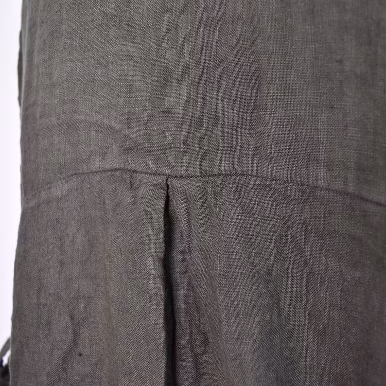 Kort skjortklänning i linne MÖRK KAKI