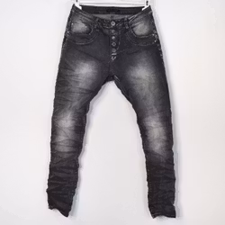 Jeans med dekorativa knappar SLITEN GRÅ - Place du Jour
