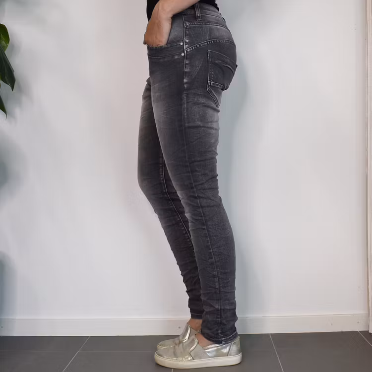 Jeans med dekorativa knappar SLITEN GRÅ - Place du Jour