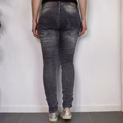 Jeans med dekorativa knappar SLITEN GRÅ - Place du Jour