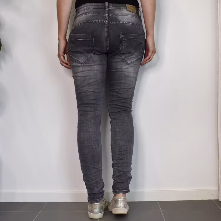 Jeans med dekorativa knappar SLITEN GRÅ - Place du Jour