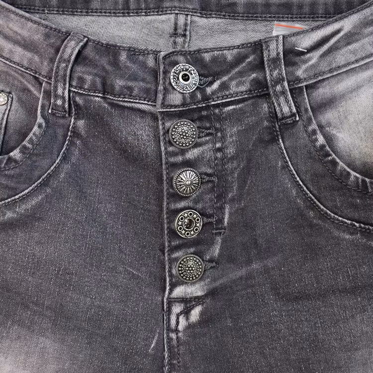 Jeans med dekorativa knappar SLITEN GRÅ - Place du Jour