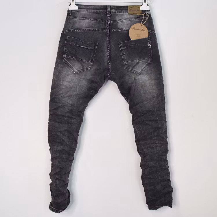 Jeans med dekorativa knappar SLITEN GRÅ - Place du Jour