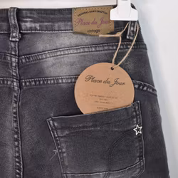 Jeans med dekorativa knappar SLITEN GRÅ - Place du Jour