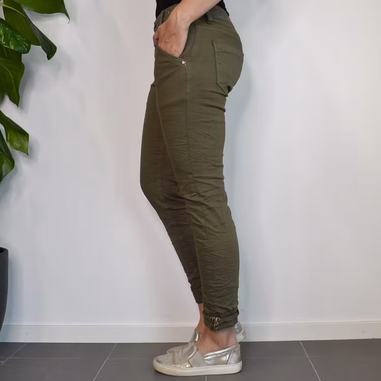 Jeans med revär KAKI - Place du Jour