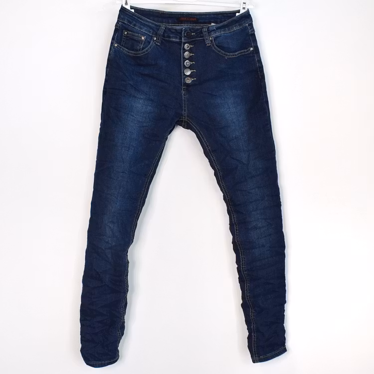 Jeans med dekorativa knappar MÖRK DENIM - Place du Jour