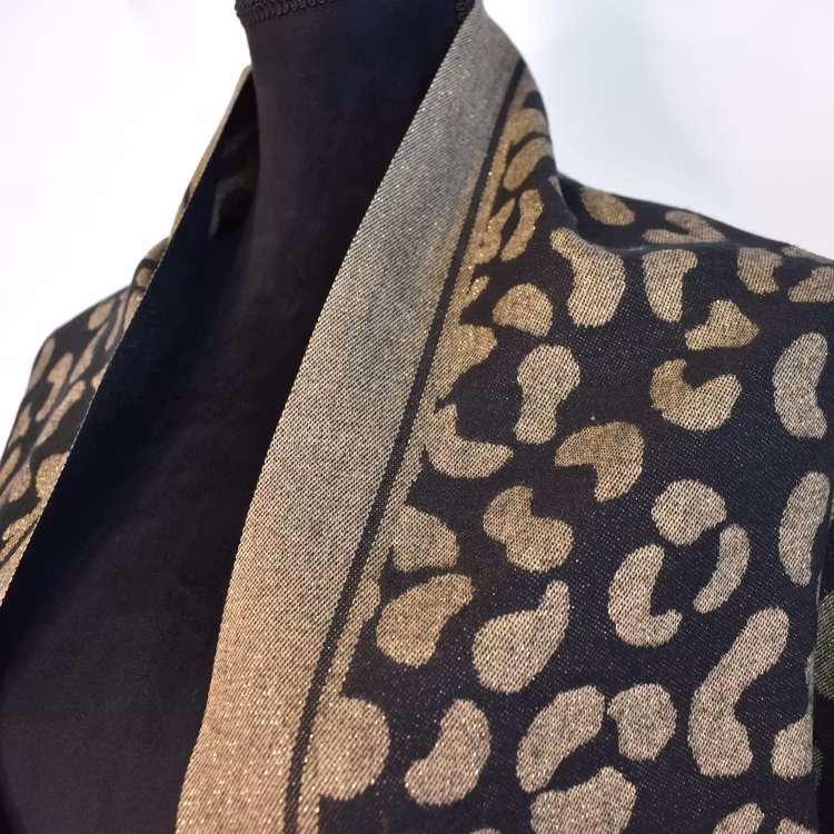 Halsduk med fransar Glitter Leo SVART/GULD
