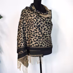 Halsduk med fransar Glitter Leo SVART/GULD