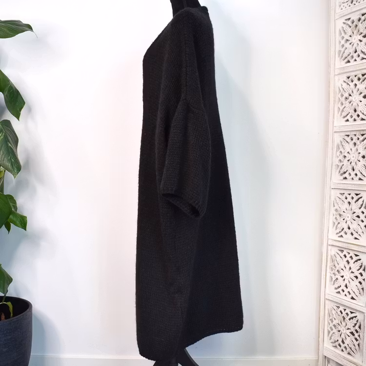 Stickad Kofta Over Sized SVART