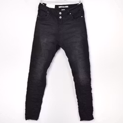 Jeans Jogger med knappar och gylf SLITEN SVART - Newplay