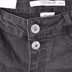 Jeans Jogger med knappar och gylf SLITEN SVART - Newplay