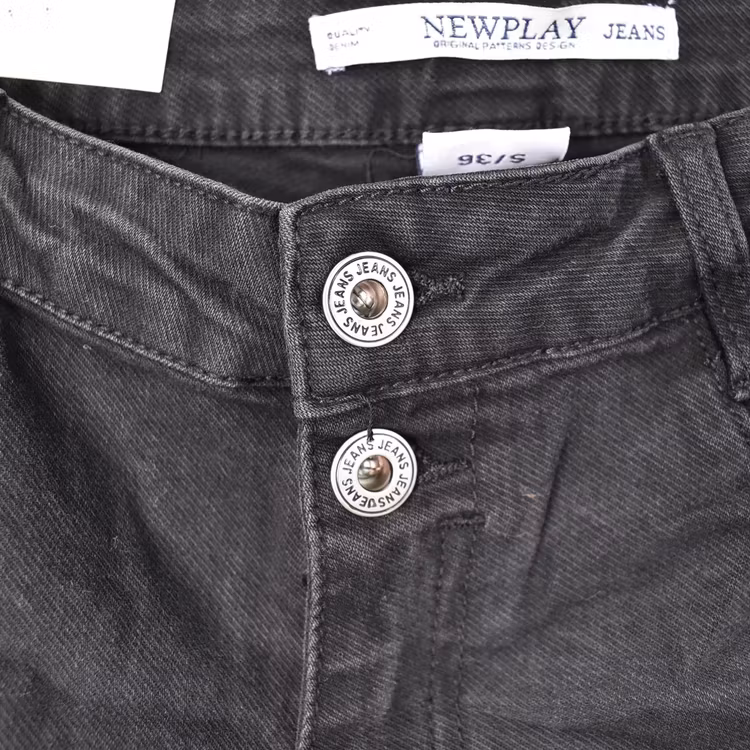 Jeans Jogger med knappar och gylf SLITEN SVART - Newplay