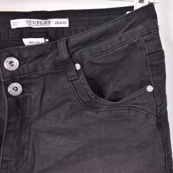 Jeans Jogger med knappar och gylf SLITEN SVART - Newplay