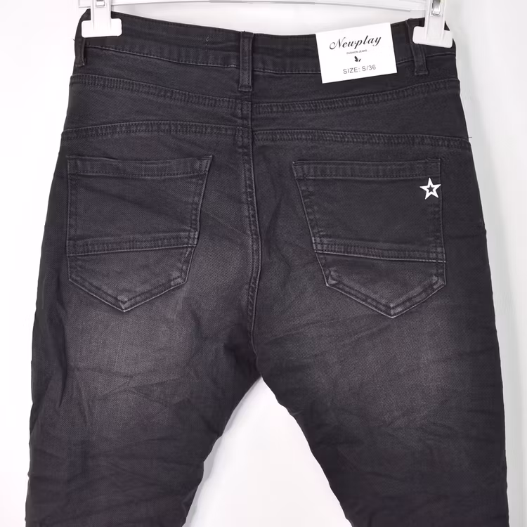 Jeans Jogger med knappar och gylf SLITEN SVART - Newplay